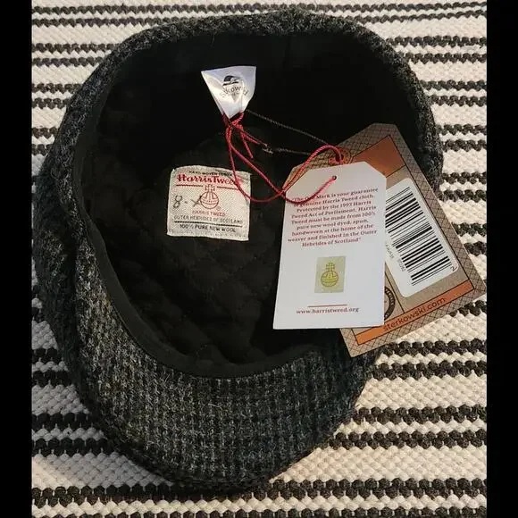 Tilley Endurables Harris Tweed Newsboy Cap Brown Sz S Wool Scotland NWT